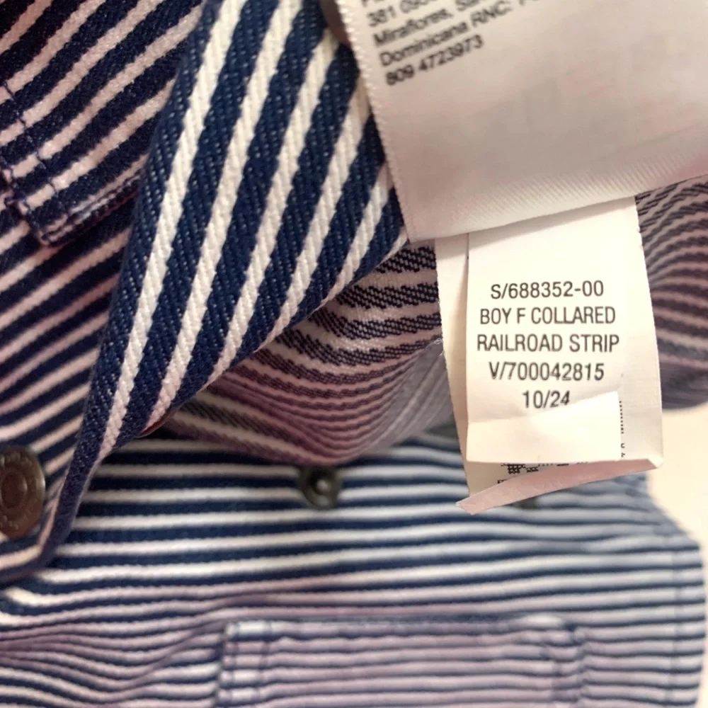 Railroad Stripe Twill Snap Jacket Baby Loose Collared Ice Cream Pocket NWT - Picture 9 of 14
